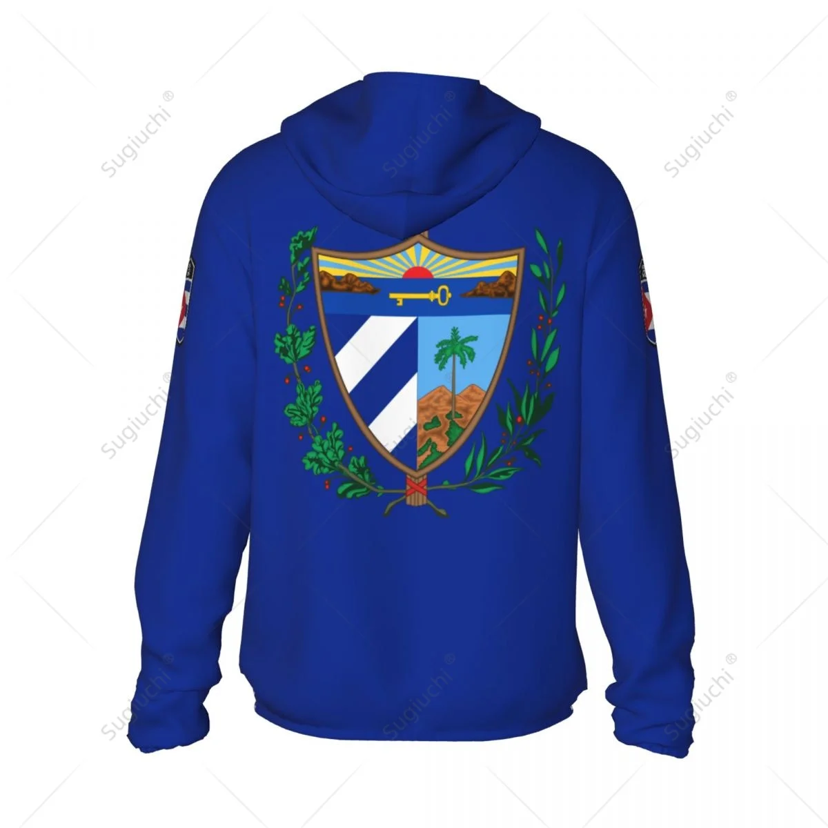 Cuba Vlag Zonbescherming Hoodie Zonnebrandcrème Kleding Vissen Fietsen Loopt Snel Droog Lange Mouw Met Rits Polyester