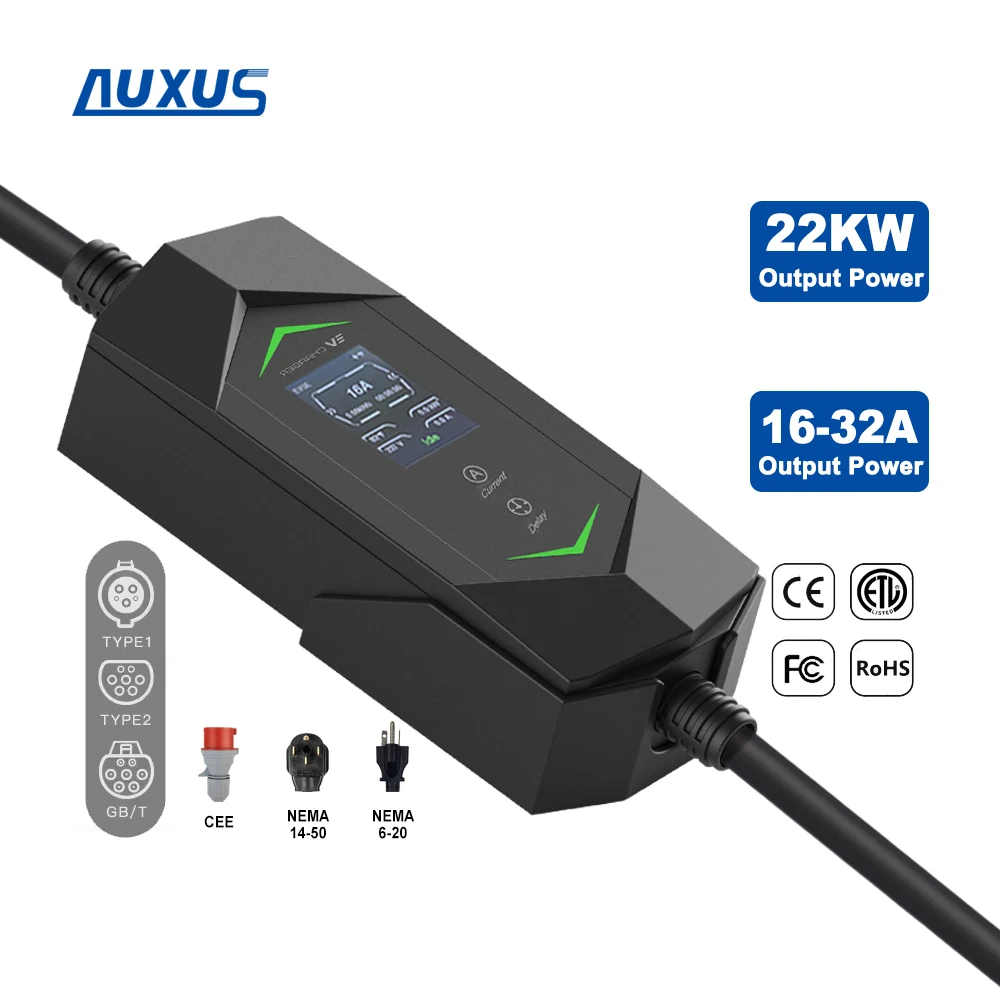 

Factory 7kw 11kw 22kw Ev Charger 16A 32A Ev Charging Station Type1 Type2 GB/T Electric Vehicle Portable Ev Charger