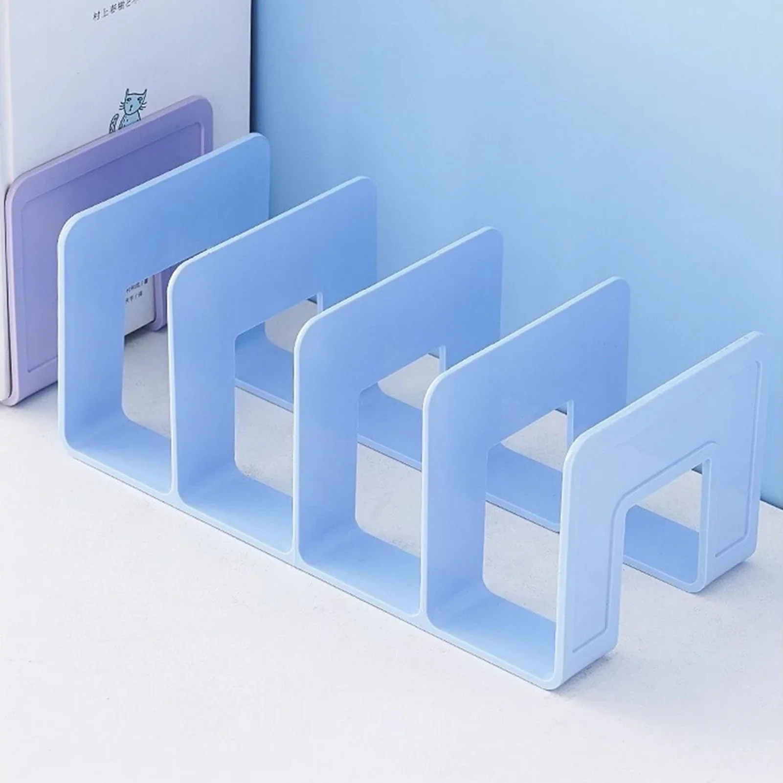 Multi Compartment Desktop Books Stand Organizer for Students Books and Stationery Storage Stable Anti Tip Design Space Saving