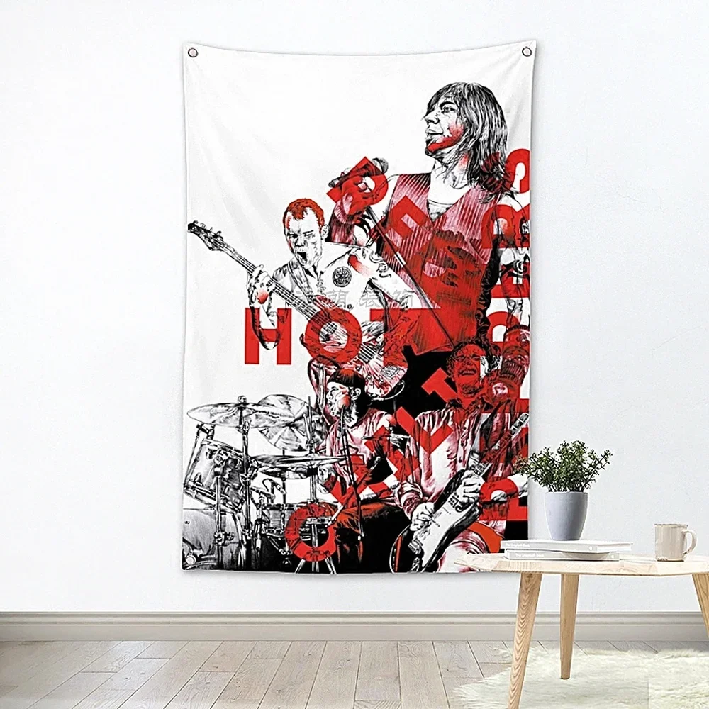 Rock and Roll Band Singer Music Posters Hip Hop Reggae Print Art Canvas Banner Four-hole Flag Background Wall Hanging Home Decor