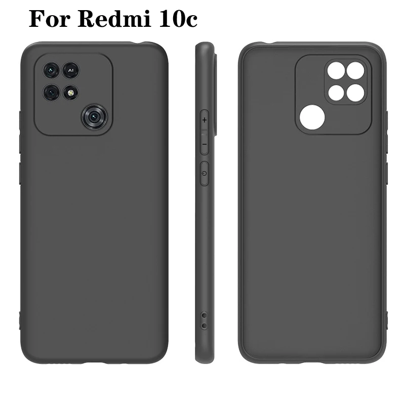 

For Xiaomi Redmi 10C Case Soft Silicone Matte Camera Protective Phone Cover For Redmi 10C 10 C Redmi10c Clear and Balck Case