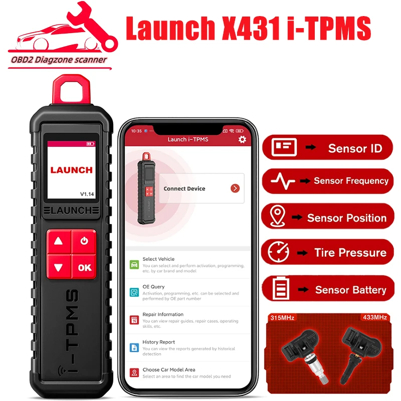 Original Launch i-TPMS Handheld TPMS Service Tool Work by i-TPMS APP Launch X431 V V+ Pro3 PRO3S+ Upgraded of X431 TSGUN