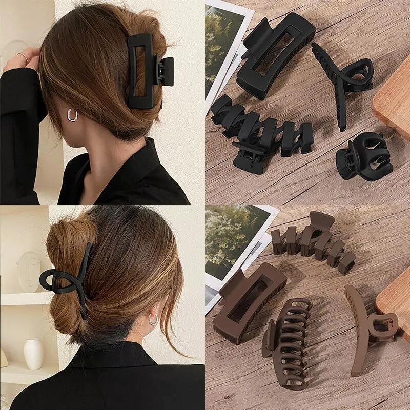 4/5/7Pcs Headwear Set Women Fashion Claw Clip Coffee Black Acrylic Large Hair Claw Korean For Girl Barrette Hair Accessories