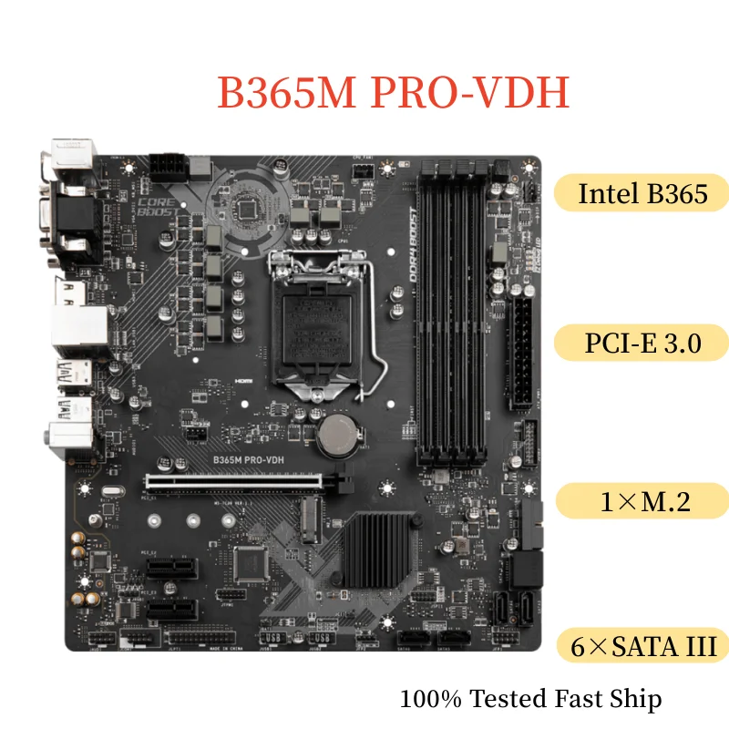 

For MSI B365M PRO-VDH Motherboard 64GB LGA 1151 DDR4 Support 8/9th CPU Micro ATX Mainboard 100% Tested Fast Ship