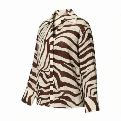 

Комплект: рубашка и повседневные брюки с принтом зебры в европейском и американском стиле, коллекция Весна 2026