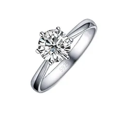 Elegante Klassieke Echte 925 Sterling Zilveren Vinger Ringen Sieraden Kristal Kubieke Zirkonia 6 Klauwen Vrouwen Bruiloft Anillos