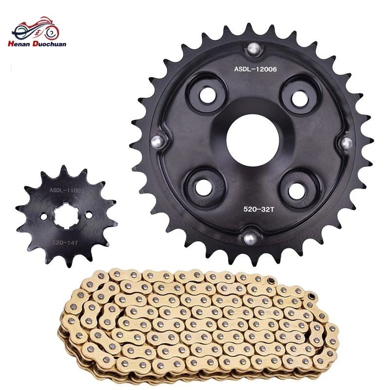 

520 14T 32T Motorcycle Front Rear Sprocket Chain Set for Honda CA250 CD250 1988-1994 CD CA 250