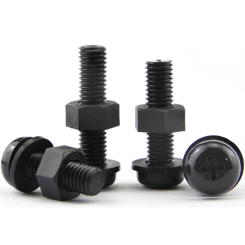 3In1 Set Black Nylon Screw Nut Washer Gasket Combination M2 M2.5 M3 M4 M5 M6 M8 Round Head Cross Bolt Plastic Insulated Screw