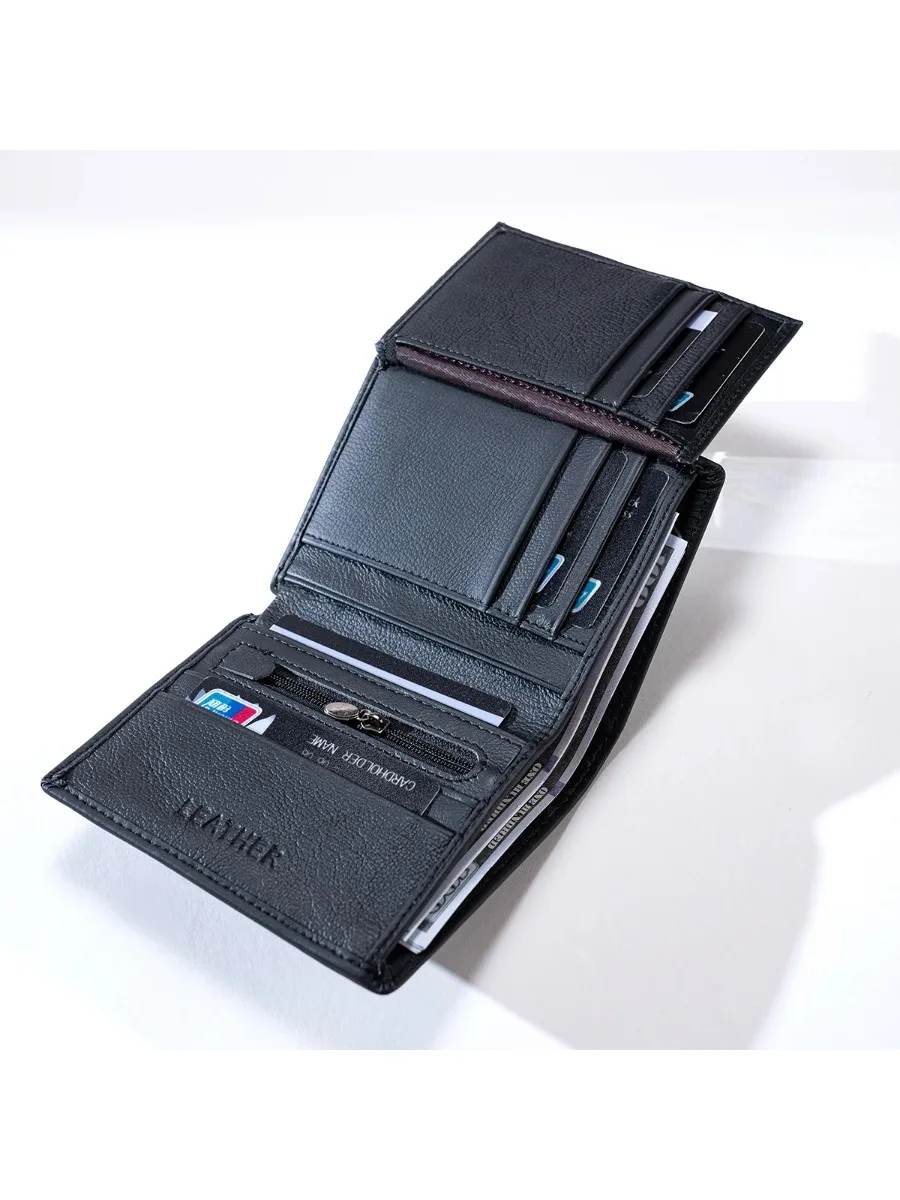 Herren-Geldbörse aus Echtleder, Vintage Vertikale Kurze Kreditkartenhalter-Münzbörse, Geldbeutel, RFID-Schutz-Geldbörse für Männer