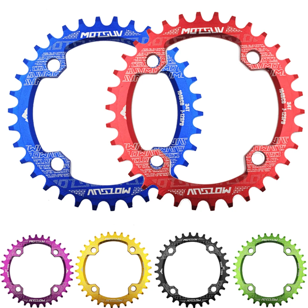 MOTSUV Round Narrow Wide Chainring Bike Crank MTB Mountain Bike Bicycle 104BCD 32T 34T 36T 38T Crankset Single Tooth Plate Parts