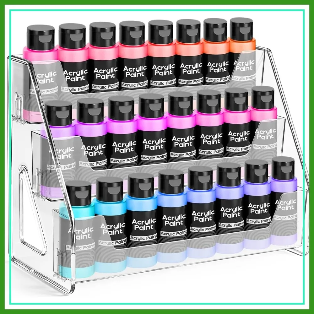 

Clear Acrylic Paint Organizer - 3 Layer, 24 Bottles Miniature Paint Holder, Craft Rack
