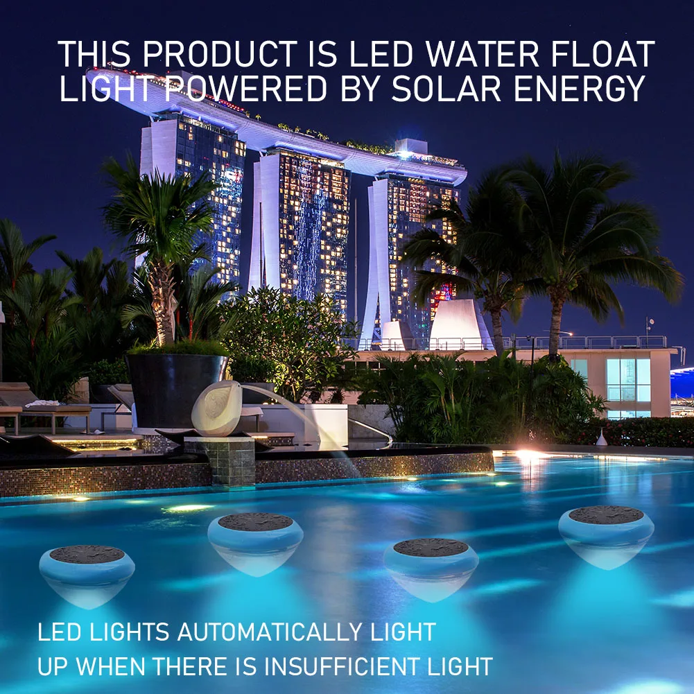 Swimming Pool Floating Light Waterproof Solar Powered LED Colorful Outdoor Lamp Underwater Lighting Decoration