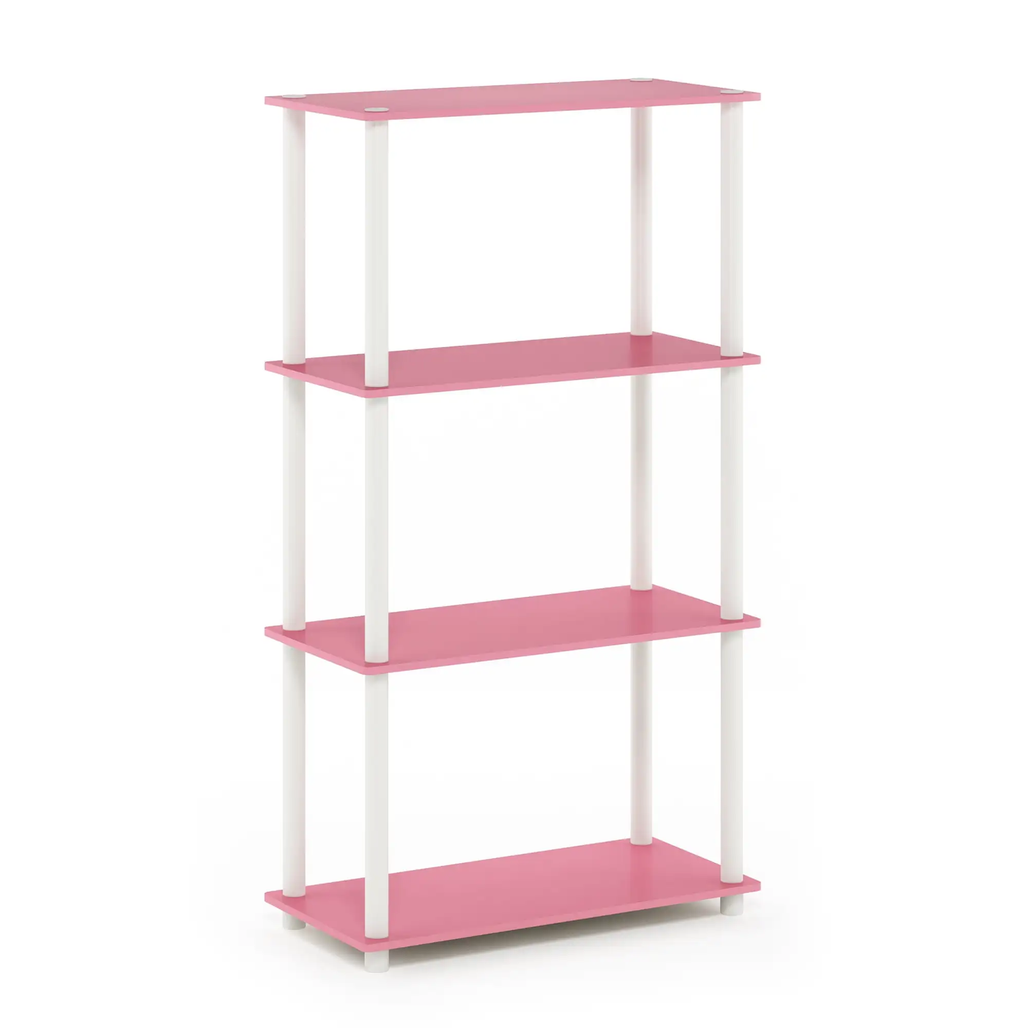 

Furinno 23.6"W x 11.4"D x 43.25"H 4-Shelf Freestanding Shelves, Pink and White