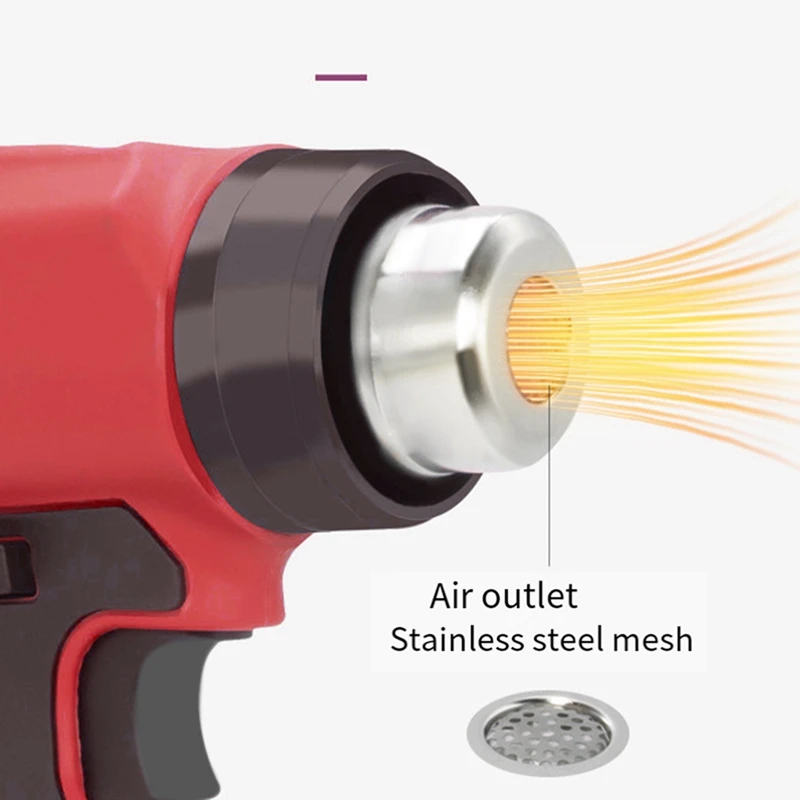 Electric Heat Tool With 4 Nozzles Heat Shrink Wrapping Cordless Handheld Hot Air Gun Fit For Milwaukee 18V 20V Battery