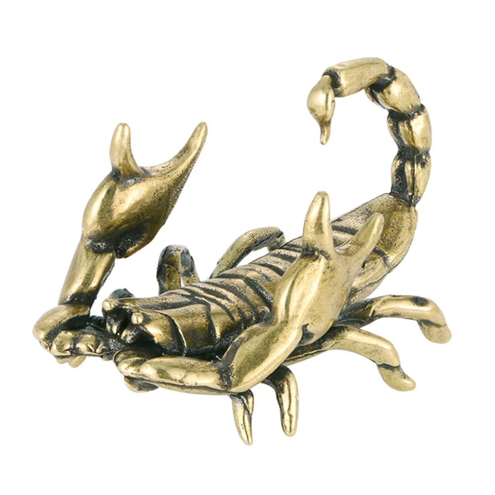 Brass Scorpion Pen Holder Anti-Rust Desktop Ornament Retro Style Decor Home Office Table Craft Gift