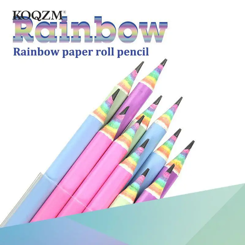 1 pz matita di carta Color arcobaleno per bambini scrittura e pittura HB Professional Art Sketch penna a fumetti forniture scolastiche per ufficio