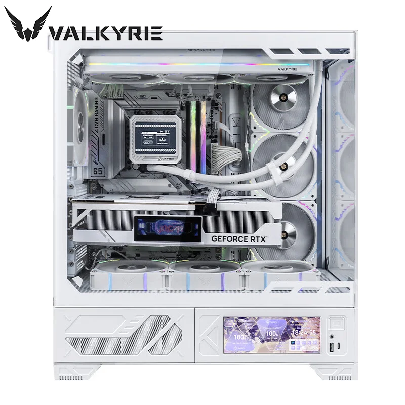 VALKYRIE VK03 ATX 게이밍 PC 케이스, 데스크톱 지원, 360 수냉식 6.2, 터치 스크린, 탈착식 270 ° 바다 뷰 룸 컴퓨터 케이스 