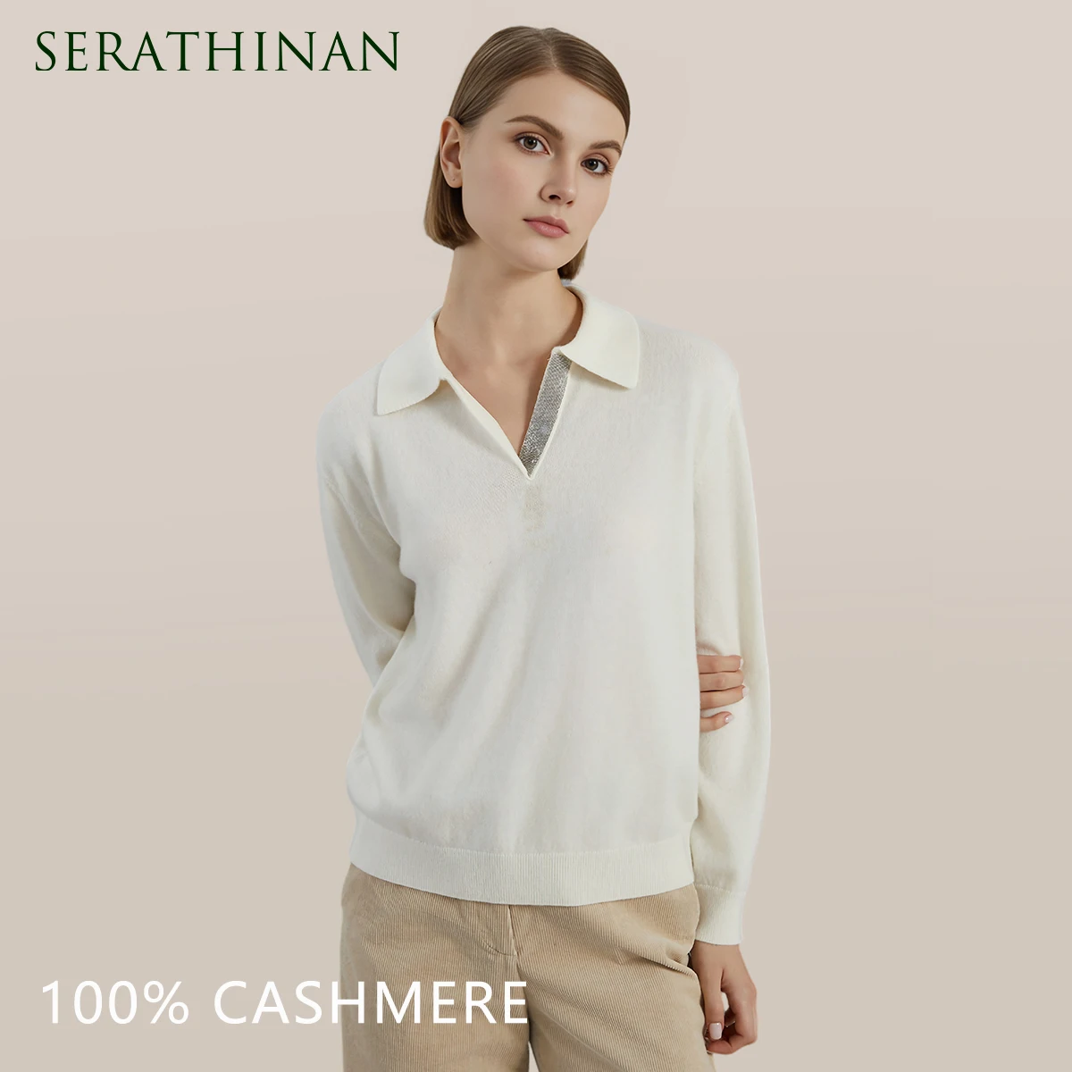 

BC746 High Quality Luxury Women's Clothing 100% Cashmere polo shirts Pullover Knitted Sweater