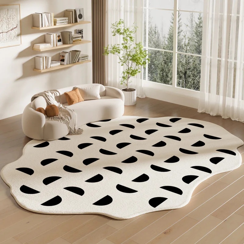 

Ins Cream Style Carpet for Living Room Irregular Washable Bedroom Decor Soft Non-slip Carpet Modern Lounge Study Thick Plush Rug