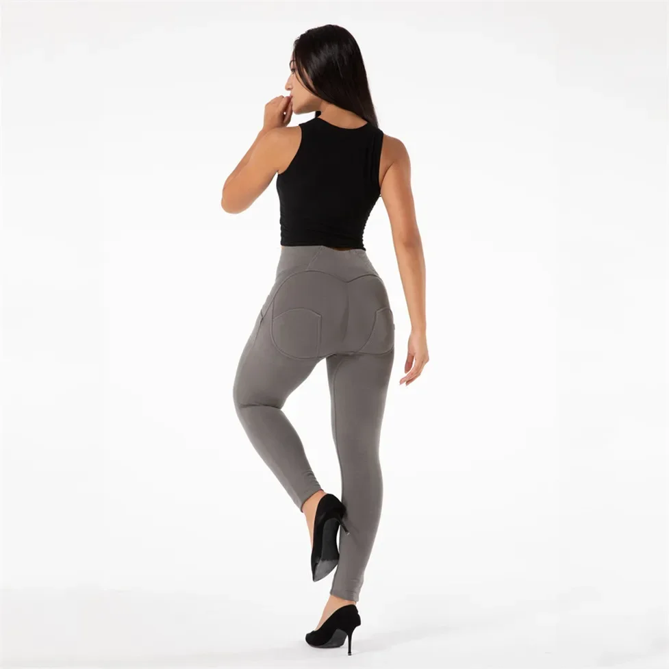 Shascullfites Women's Push-Up Skinny Cotton Trousers High Waist Elastic Bum Lift Comfortable Soft Leggings in Olive Green