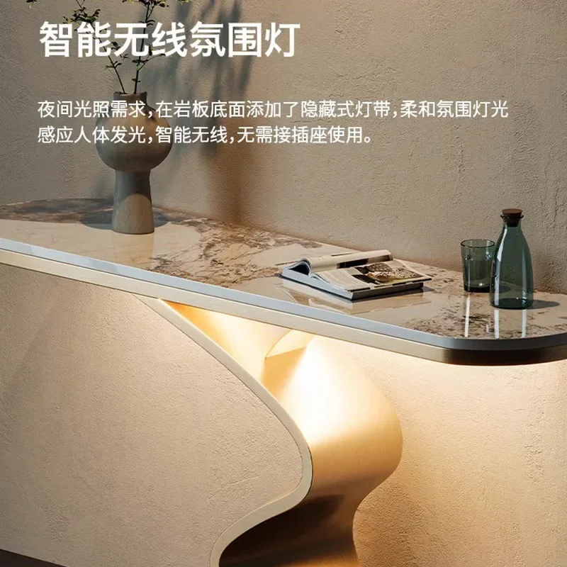 Light luxury stainless steel entrance table New Chinese high-end entrance cabinet Entry end view platform Aisle corridor strip
