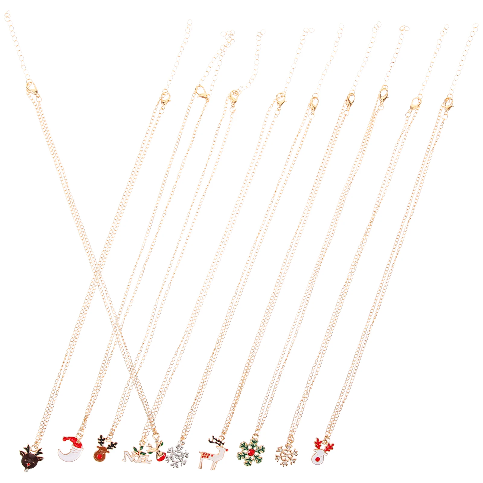

10 Pcs Christmas Necklace Pendant Alloy Women Accessories Clavicle Jewelry Miss