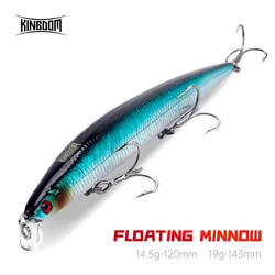 Kingdom Floating Minnow Fishing Lure 120mm 14.5g 143mm 19g Saltwater Hard Bait Fishing Tackle Artificial Wobbler Swimbaits