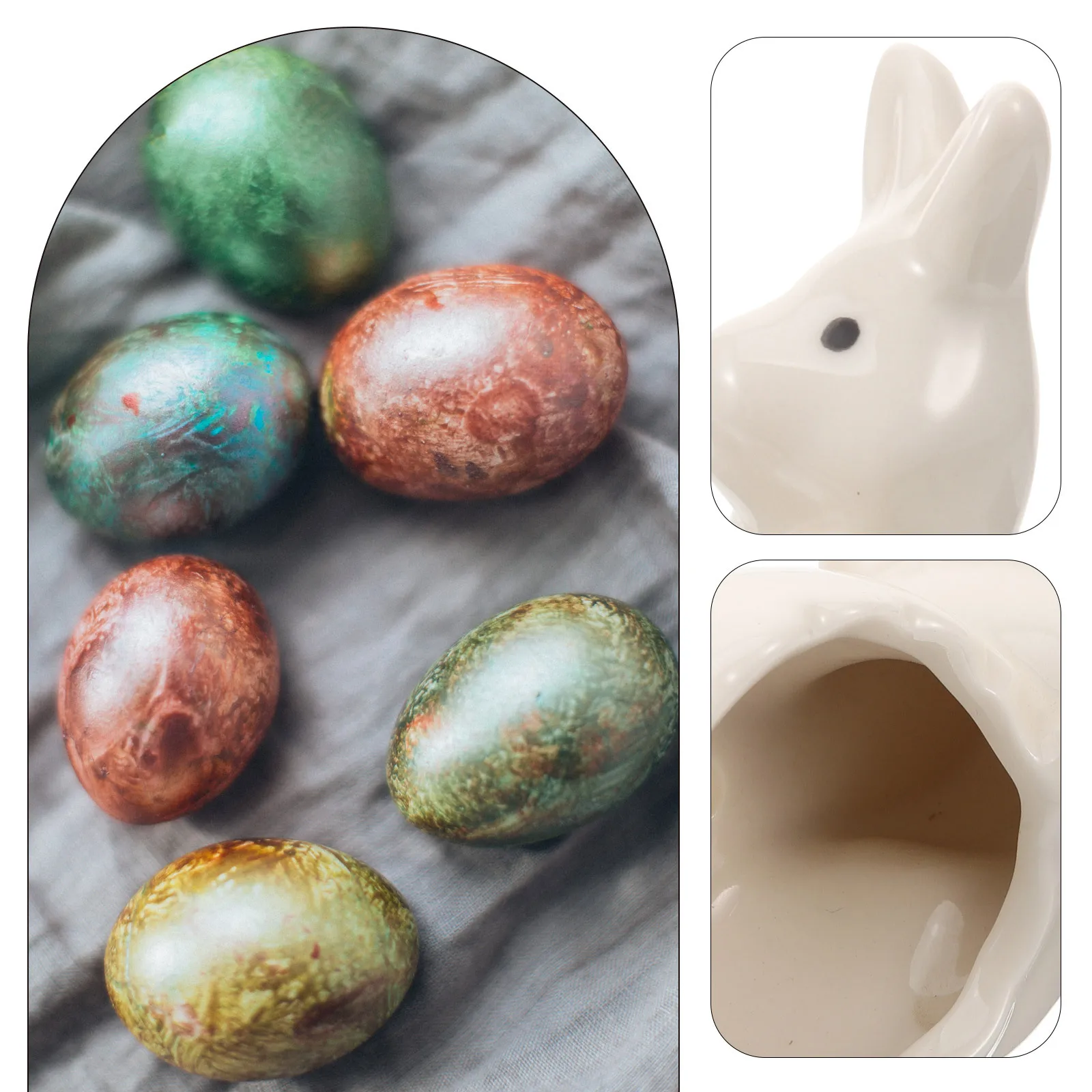 

Rabbit Shaped Ceramic Egg Holder Minimalist Design Egg Cup Home Decor Multifunctional Storage Organizer Rabbit Shape Decor