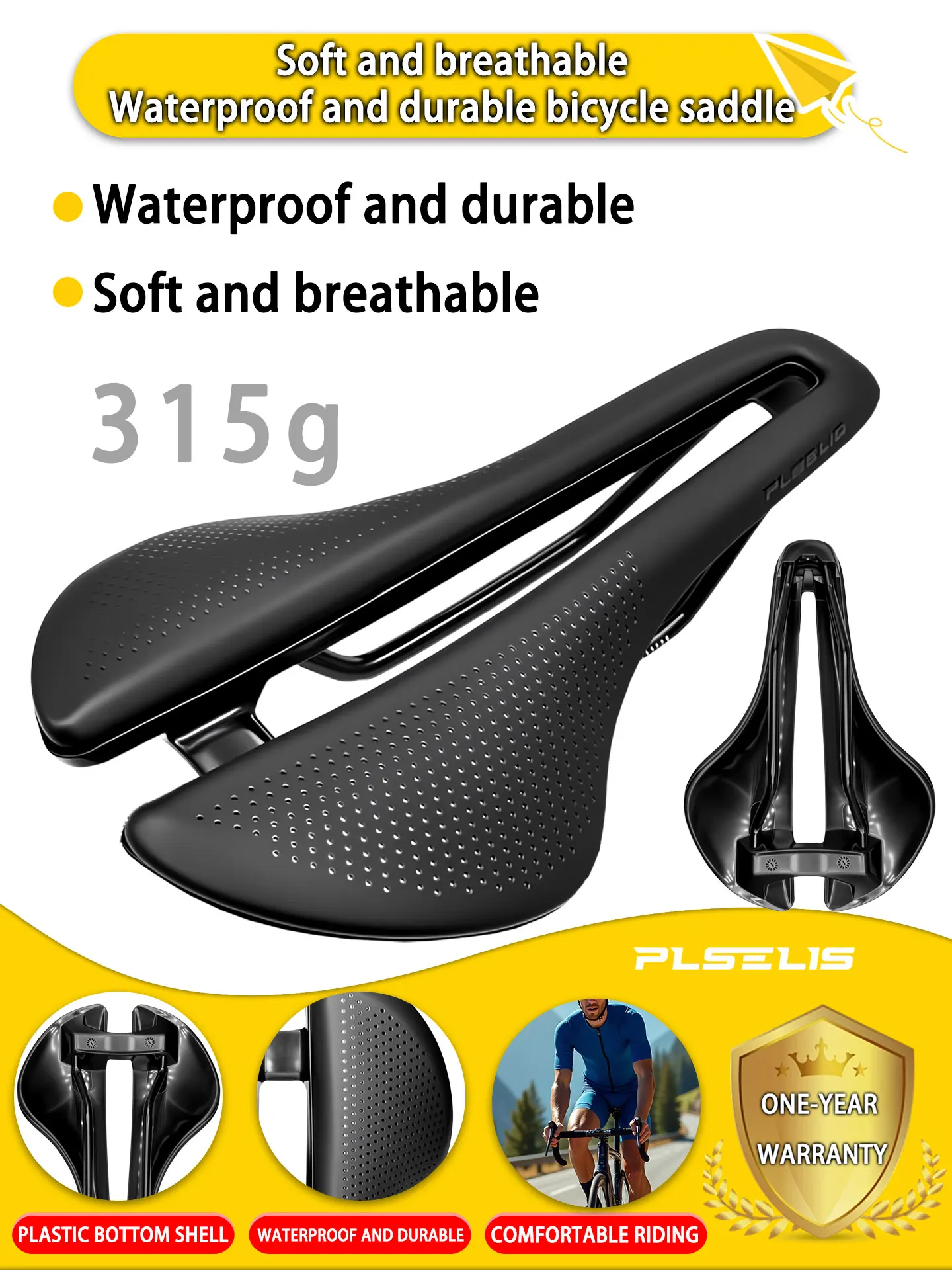 AliExpress plselis Plselis soft sponge road bike seat, waterproof light bike seat, bicycle saddle riding equipment with weight of 315g.