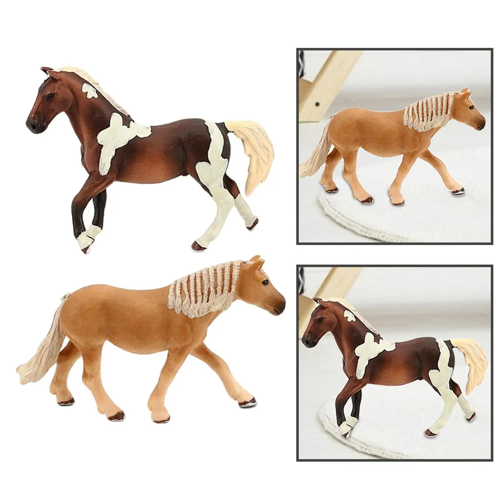 2pcs Vivid Animal Figure Toy Competition Horse Figurine Farm Animal Model for Kids
