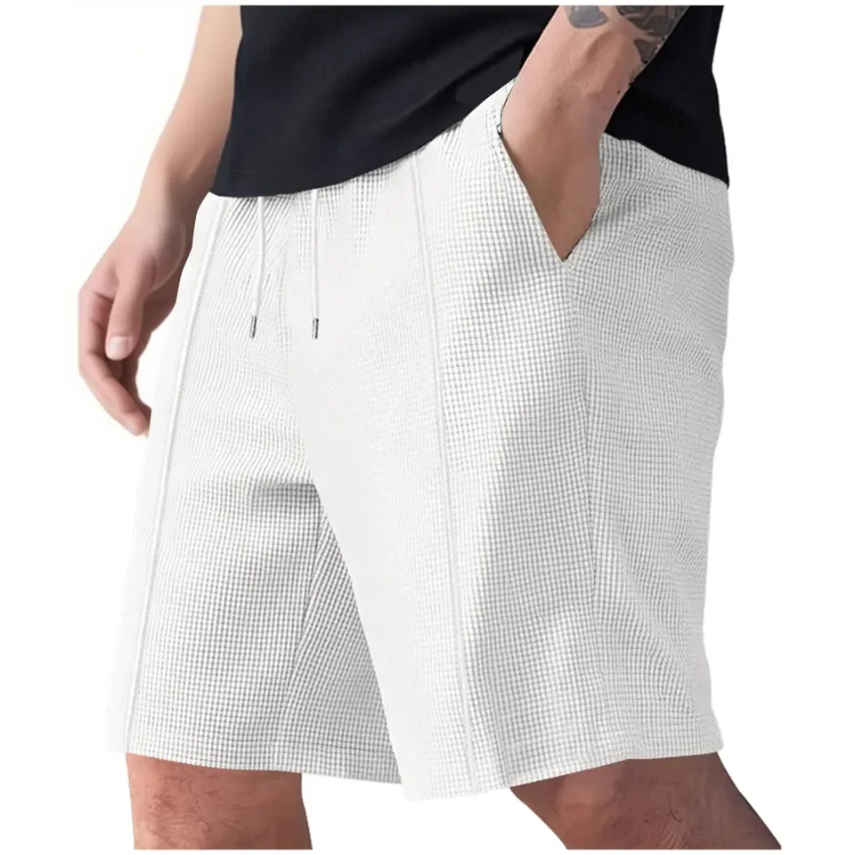 Men's Casual Shorts Summer Drawstring Breathable Sports Shorts For Men Solid Color Beach Short Pants Fitness Streetwear S-3XL