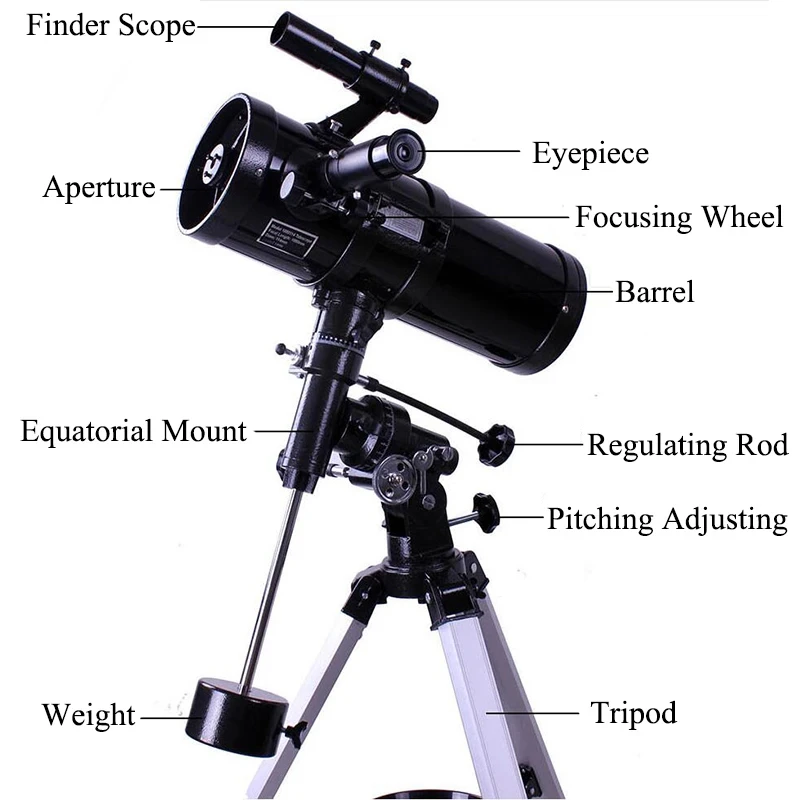 تلسكوب فلكي HD ، F1000114EQ ، CG3 جبل استوائي ، رصد الفضاء السحيق ، تلسكوب عاكس