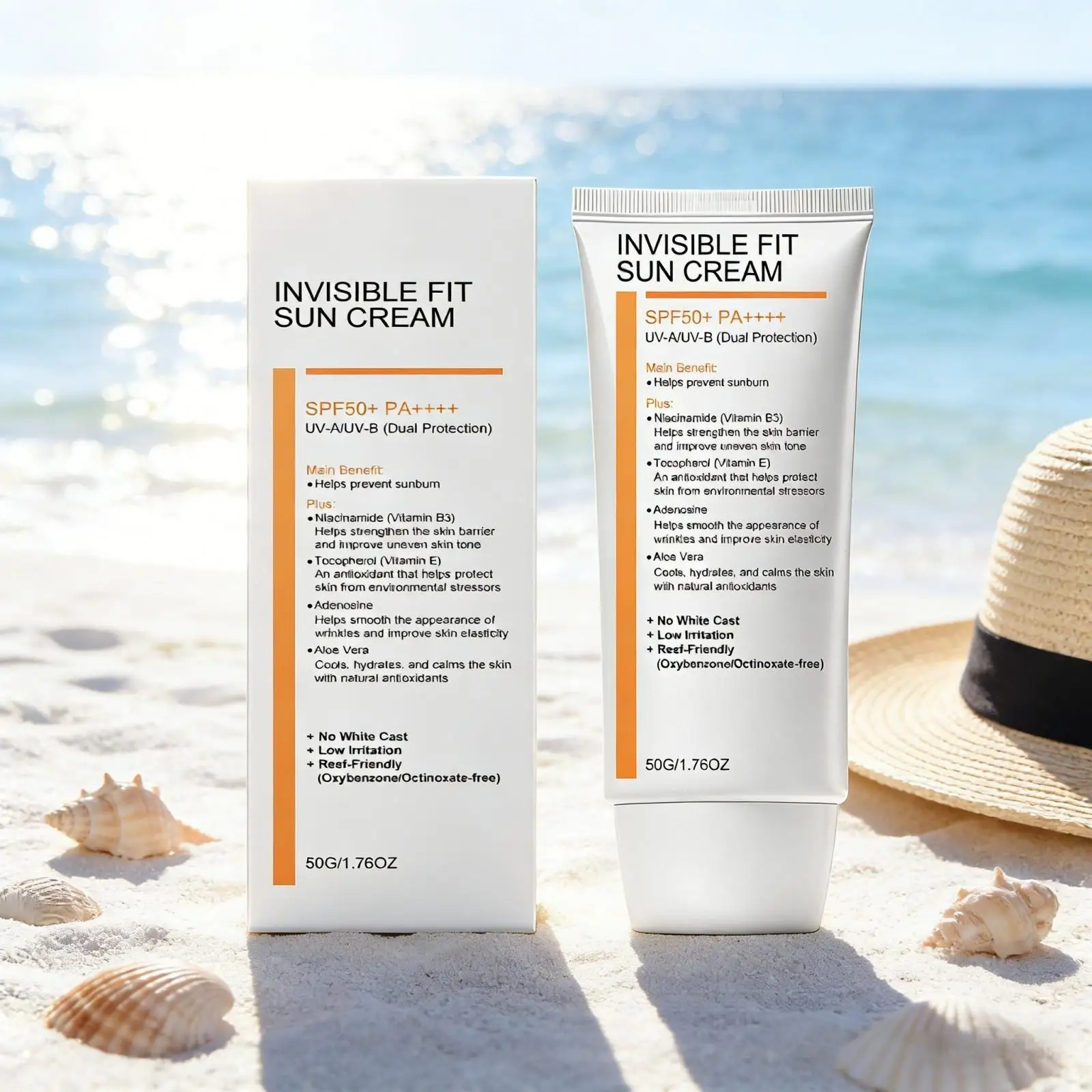 

Sunscreen Spf 50 Anti UV Protection Waterproof Oil Control Sunblock Non-greasy Nicotinamide Face & Body Sun Protection Cream 50g