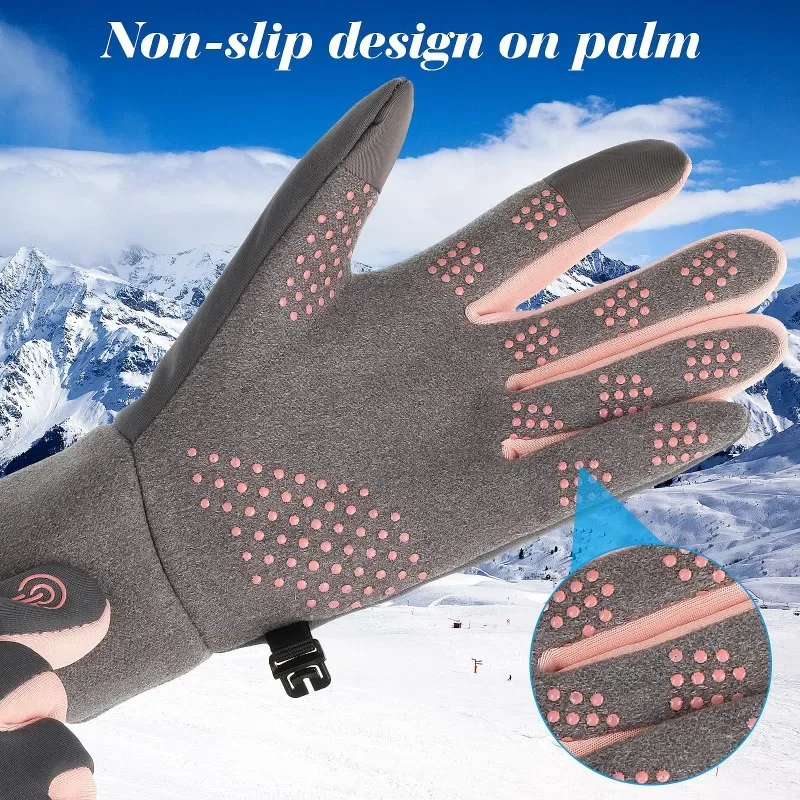 Guantes Térmicos de lana para ciclismo para mujer, resistentes al frío, resistentes al viento, impermeables, cálidos, para correr al aire libre, esquí, Invierno