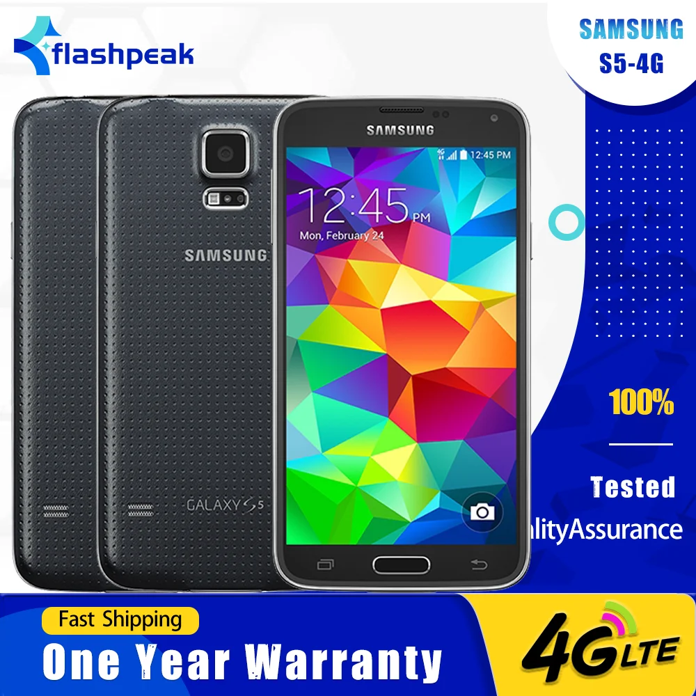 Samsung Galaxy S5 G900f 4G LTE Mobile Phone Amoled 5.1" 2gb+16gb 16mp+2mp