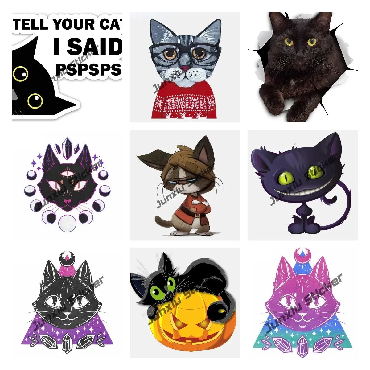 

Black Cat Stickers Decorative Car Decal Bumper Truck Laptop Fridge Creative Decals Accessories Sunscreen Waterproof Graphic