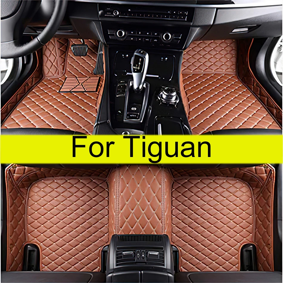 Car Floor Mats For Volkswagen VW Tiguan 2017 2018 2019 Custom Waterproof Anti Slip Automobile Carpet Rugs Leather Foot Pads