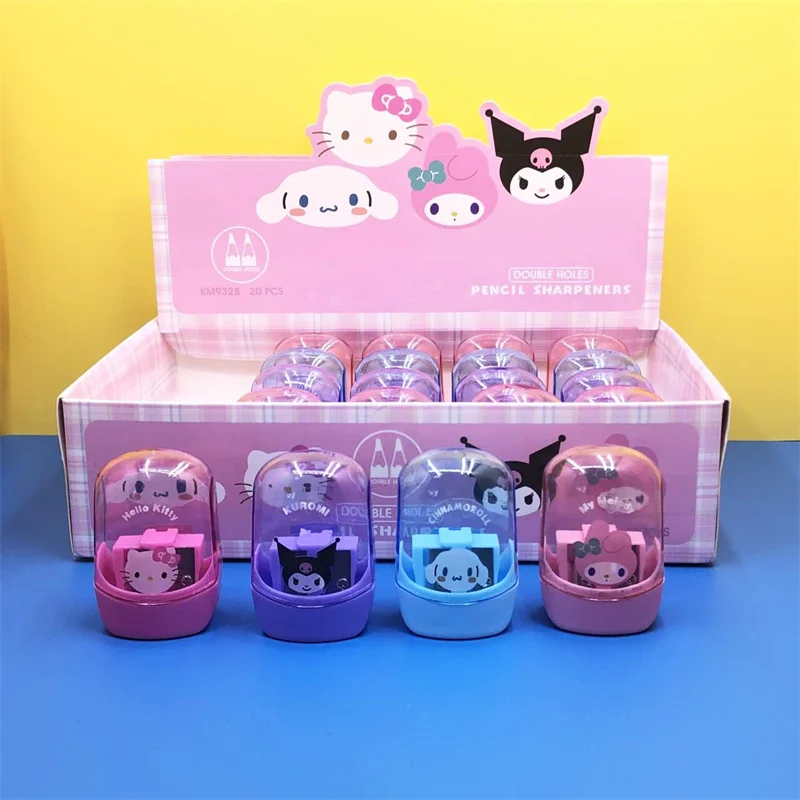 20pcs/lot Sanrio Kuromi Melody Cinnamoroll Pencil Sharpener Cute Mini Hand Mechanical Cutter Knife Stationery Gift School Supply