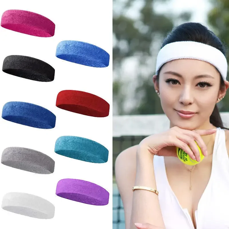 Unisex Sport Cotton Sweatband Headband for Men Women Yoga Hairband Gym Stretch Head Bands Strong Elastic Fitness Basketball Band