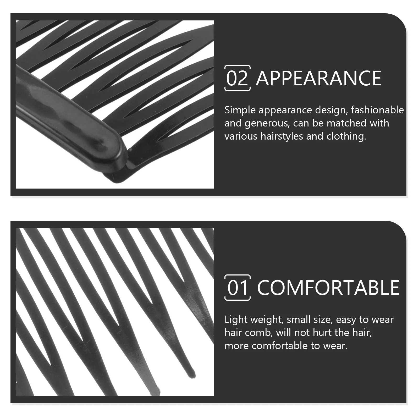 

50pcs Hair Accessories 16 Teeth Plastic Hair Comb Side Combs For Women Girls Fashion Hairpin Inserted Decorative Headdress Black