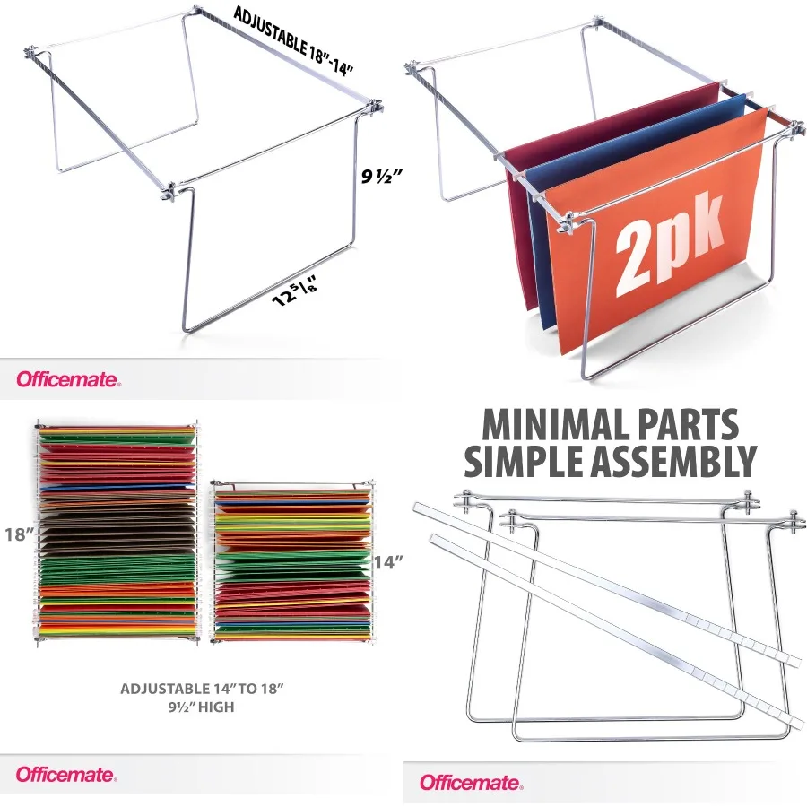 

Adjustable Hanging File Frame for Letter Size Documents Ideal for Office and Home Use Holds 14 to 18 Inches Durable Silver Fini