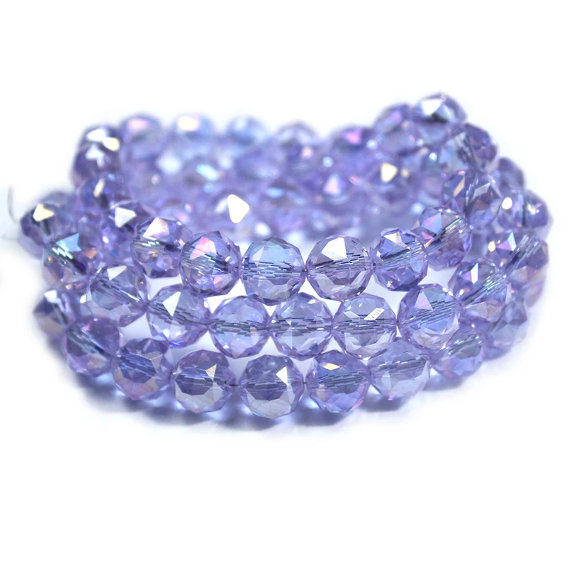 Round Cut Electroplating Colors Light Amethyst 8 10mm Faceted Crystal Glass Loose Spacer Beads For Jewelry Making DIY Bracelet ﻿