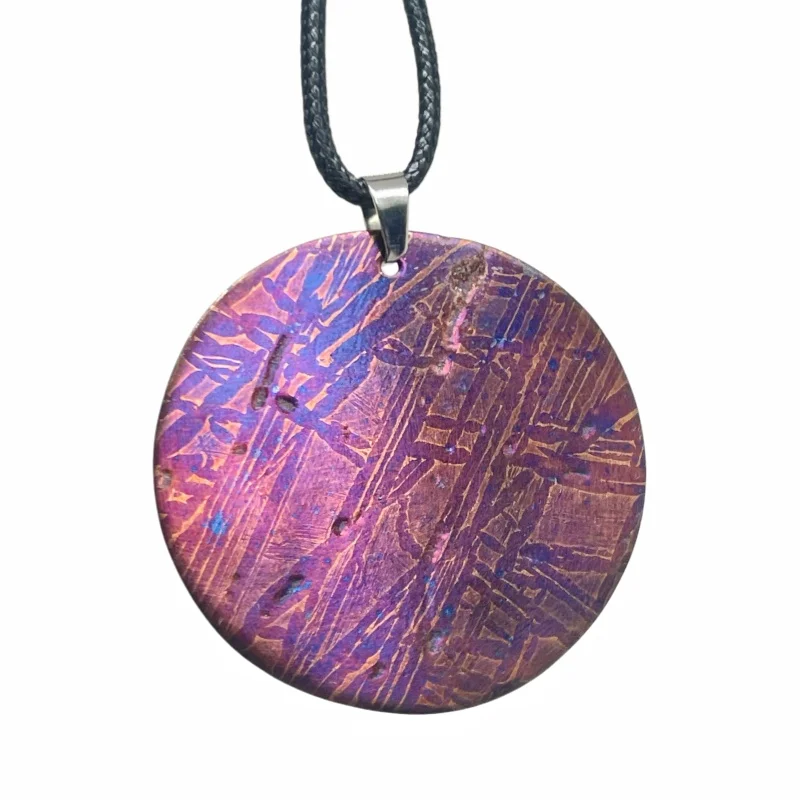 Collector Grade Muonionalusta Meteorite Tempered Round Pendant Premium Swedish Cosmic Art LK417