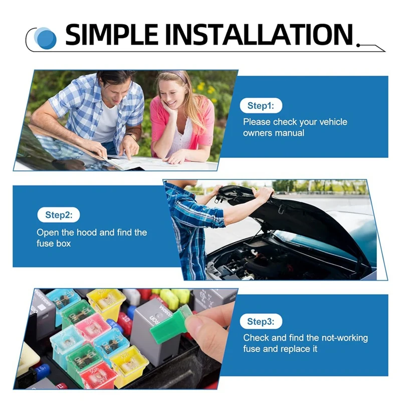 Kit surtido de fusibles para automóviles AAAN-20PCS, fusibles en forma de caja de perfil alto/estándar y bajo para camionetas, automóviles, vehículos recreativos y SUV
