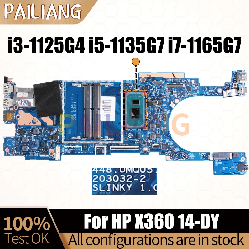 For HP X360 14-DY Laptop Mainboard 203032-2 i3-1125G4 i5-1135G7 i7-1165G7 M45749-601 M76626-601 Notebook Motherboard Full Test