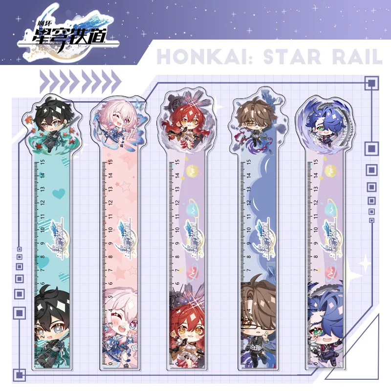 Honkai Star Rail Rulers Anime Acrylic Straight Ruler Guinaifen Topaz School Supplies Imbibitor Lunae Drafting Supply Jing Yuan