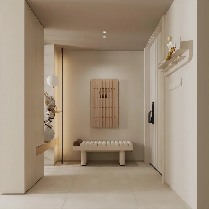 Entryway Art Flip Down Foldable Hook Wall Mounted Clothes Hanger Natural Wood Piano Coat Rack