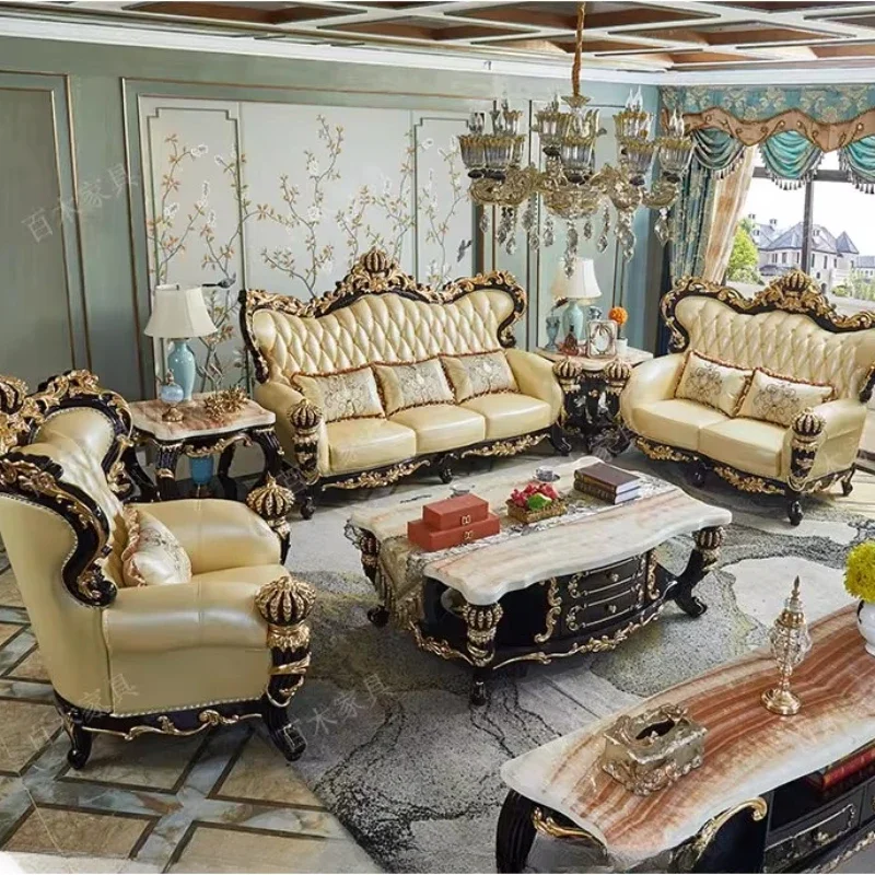 

Unique Lounge Living Room Sofa Genuine Leather Solid Wood Living Room Sofa Relaxing Couch Ergonomic Muebles Postmodern Furniture