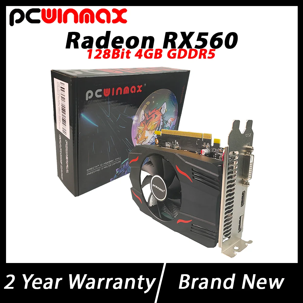 

PCWINMAX Brand New RX 560 Graphics Card 4GB DDR5 128Bit Computer PC Gaming DirectX 12 PCI Express X16 3.0 RX560 Video Card