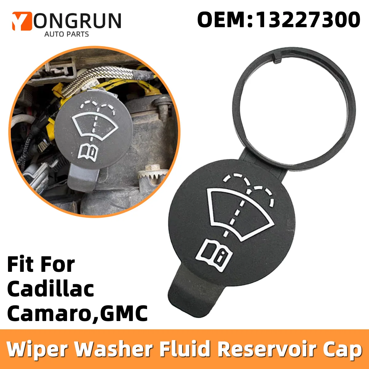 Schwarzer Deckel für Scheibenwischer-Waschflüssigkeitsbehälter, passend für Cadillac Camaro GMC Buick Cruze Sonic Silverado Corvette Encore Volt, 13227300 – Detail 1